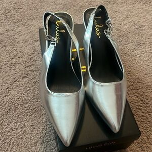 Lulus Silver Slingback Strap Heels